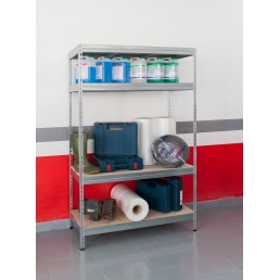 ETAGERE GALVA + 4 TABLETTES BOIS (176X160X60 CM)